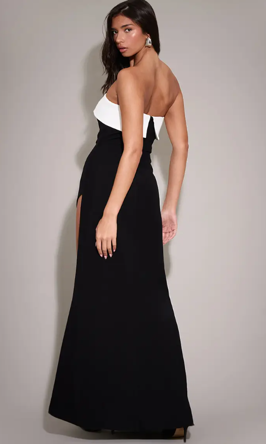 Naduna 4 Black High Split Maxi Dress